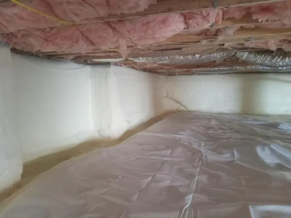Crawl space encapsulation with closed-cell spray foam for Attic Insulation in Clute